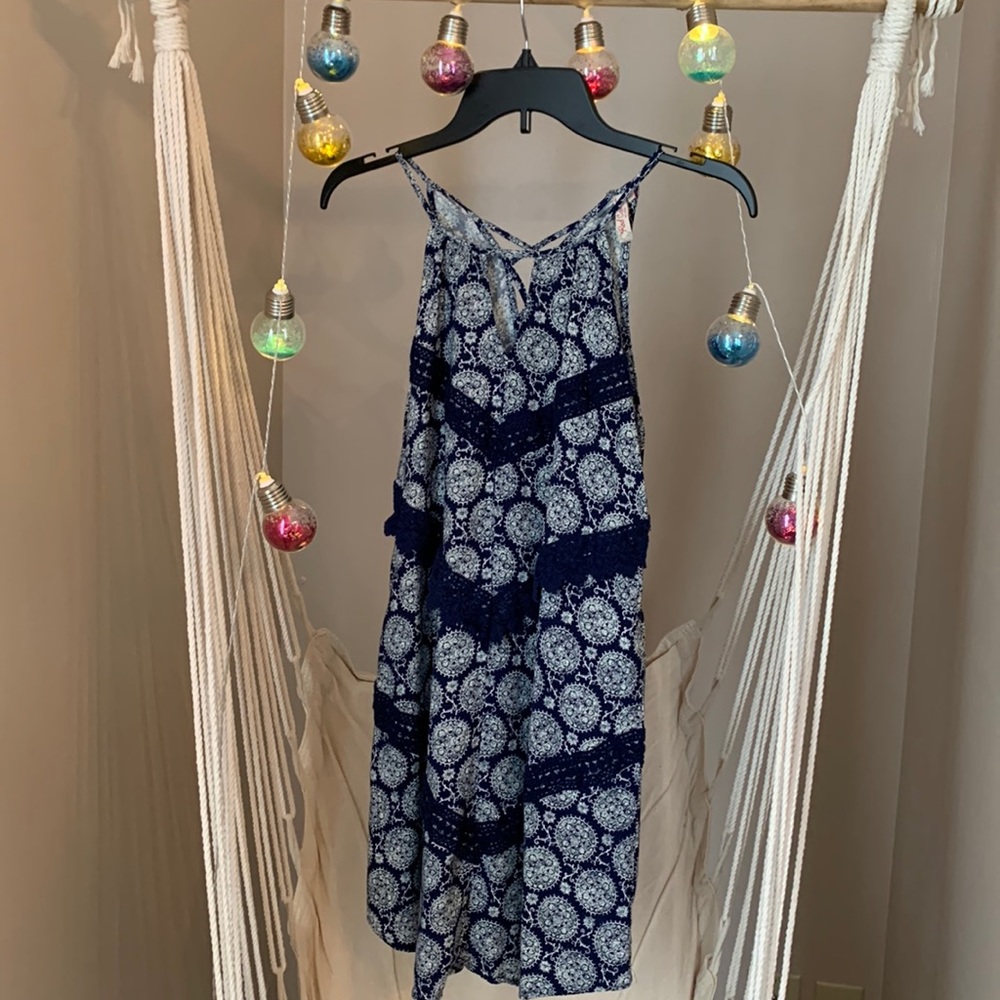 2/$15 Red Camel- Small Navy blue/white mini sundress